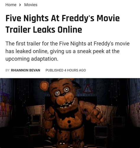 fnaf trailer leak|Five Nights At Freddys 